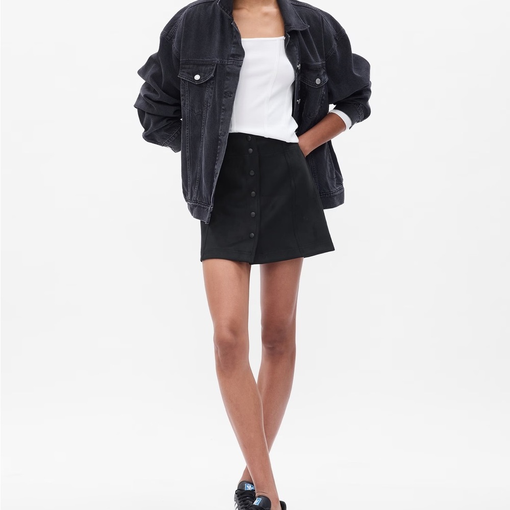 Black suede mini skirt
